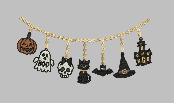 Halloween Necklace Embroidery Design