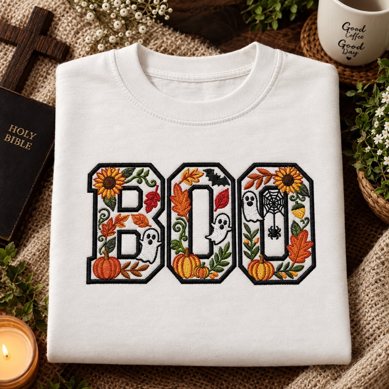 Free Boo Floral Embroidery Design